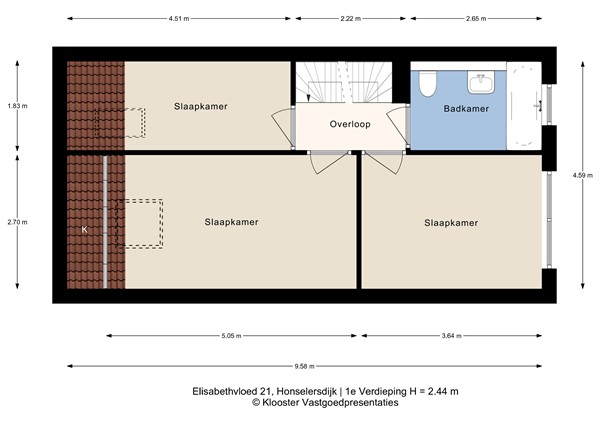Plattegrond - Elisabethvloed 21, 2675 RD Honselersdijk - 1e Verdieping.jpeg